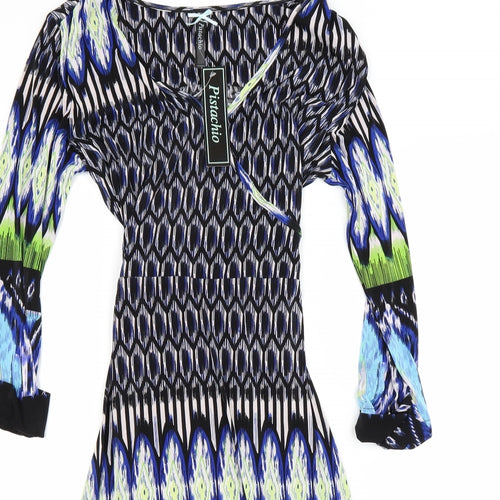 Pistachio Womens Blue Floral  Bodycon  Size L