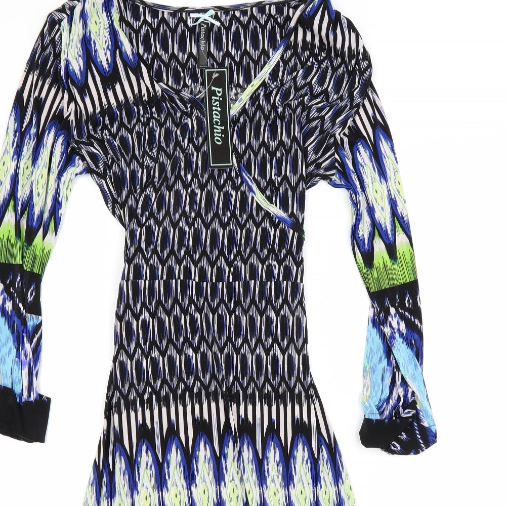 Pistachio Womens Blue Floral  Bodycon  Size L