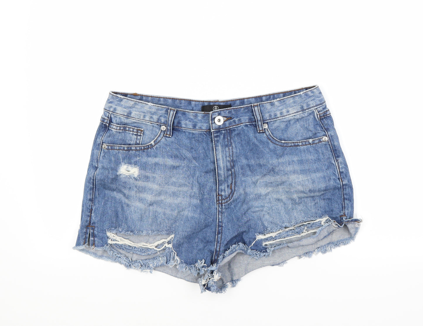 Missguided Womens Blue  Denim Cut-Off Shorts Size 14