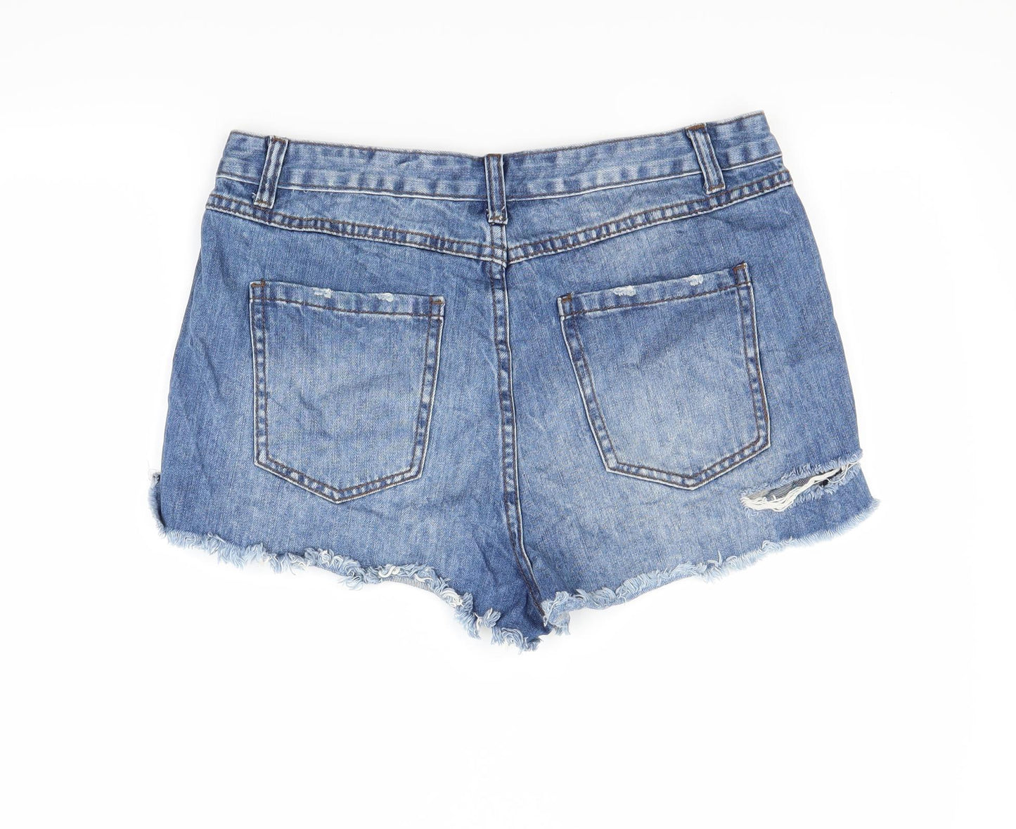 Missguided Womens Blue  Denim Cut-Off Shorts Size 14