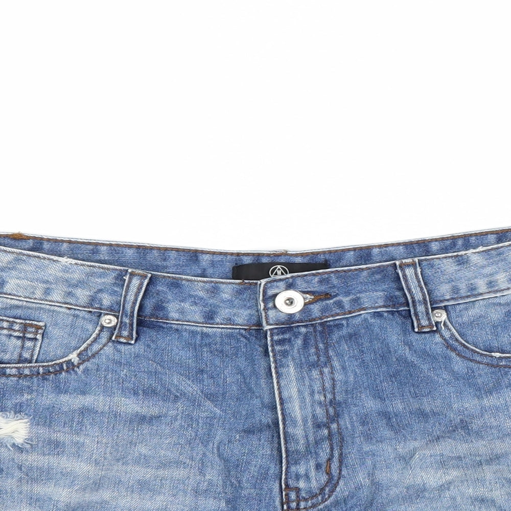 Missguided Womens Blue  Denim Cut-Off Shorts Size 14