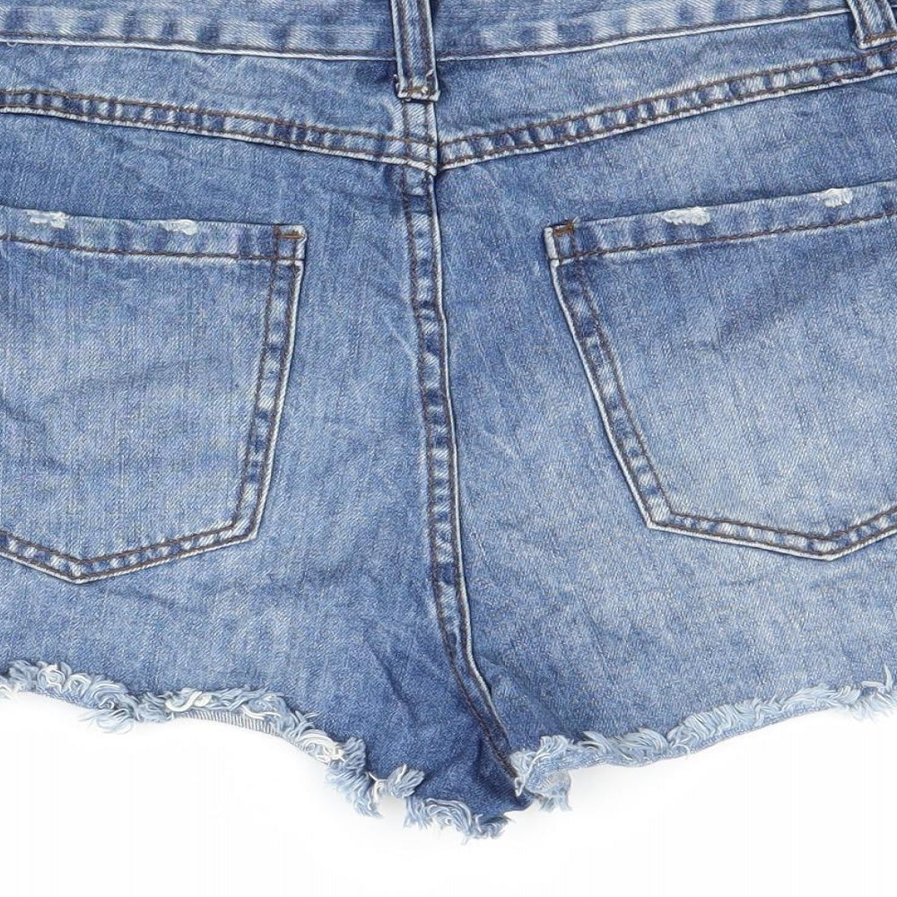 Missguided Womens Blue  Denim Cut-Off Shorts Size 14