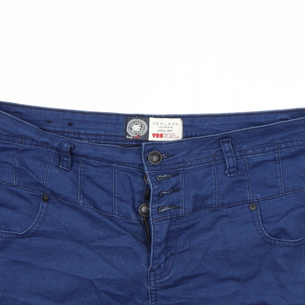 newlook Womens Blue  Denim Cut-Off Shorts Size 16