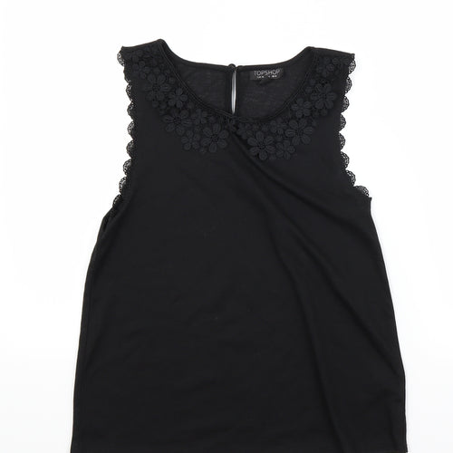 Topshop Womens Black Floral  Basic Blouse Size 8