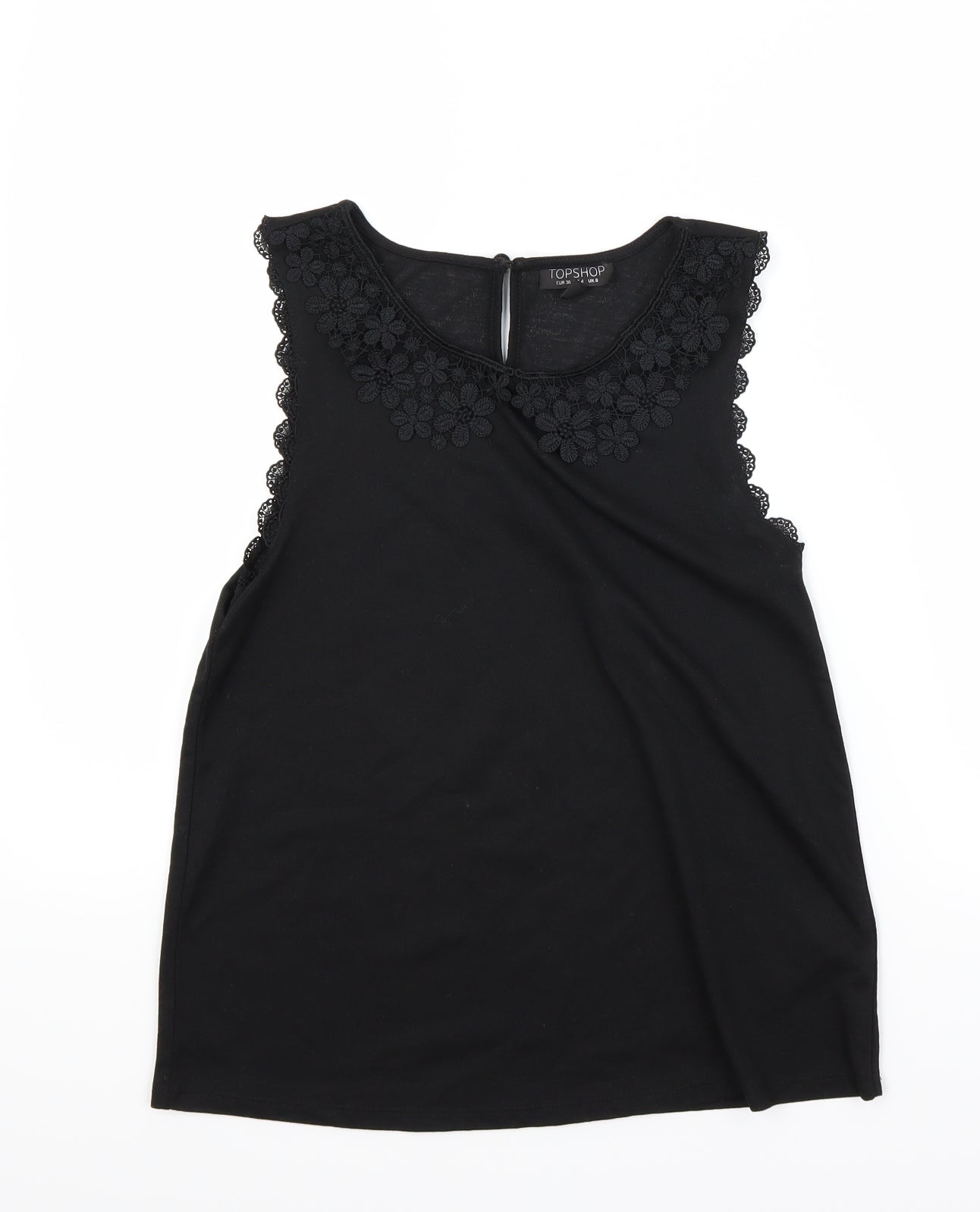 Topshop Womens Black Floral  Basic Blouse Size 8