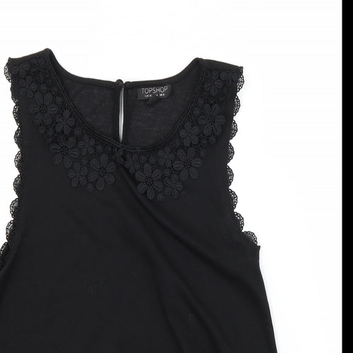 Topshop Womens Black Floral  Basic Blouse Size 8