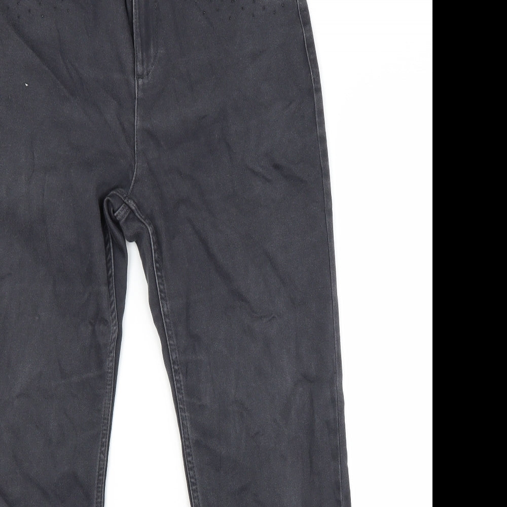 Marks and Spencer Womens Black  Denim Straight Jeans Size 14 L28 in