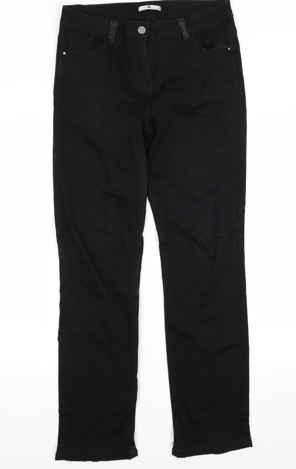 TU Womens Black  Denim Straight Jeans Size 14 L28 in