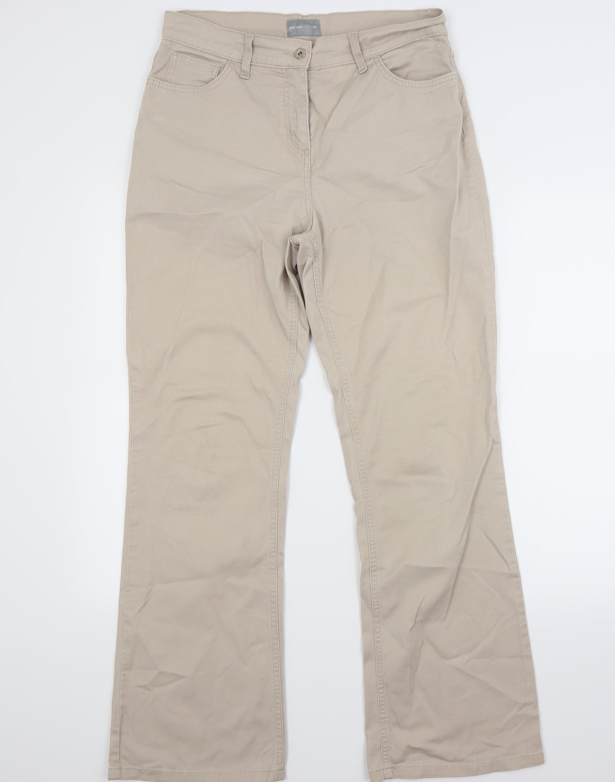 peruna Womens Beige  Denim Bootcut Jeans Size 12 L29 in