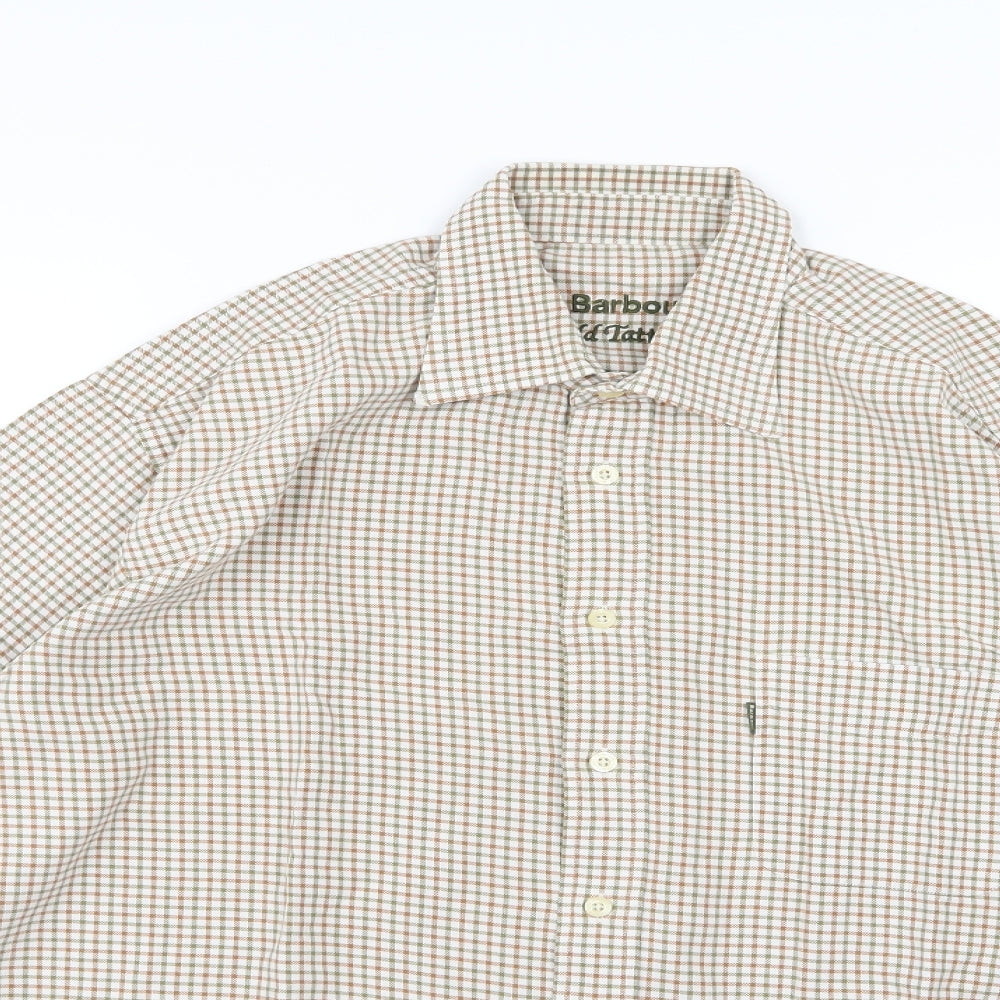 Barbour Mens Brown Striped Woven  Button-Up Size XL