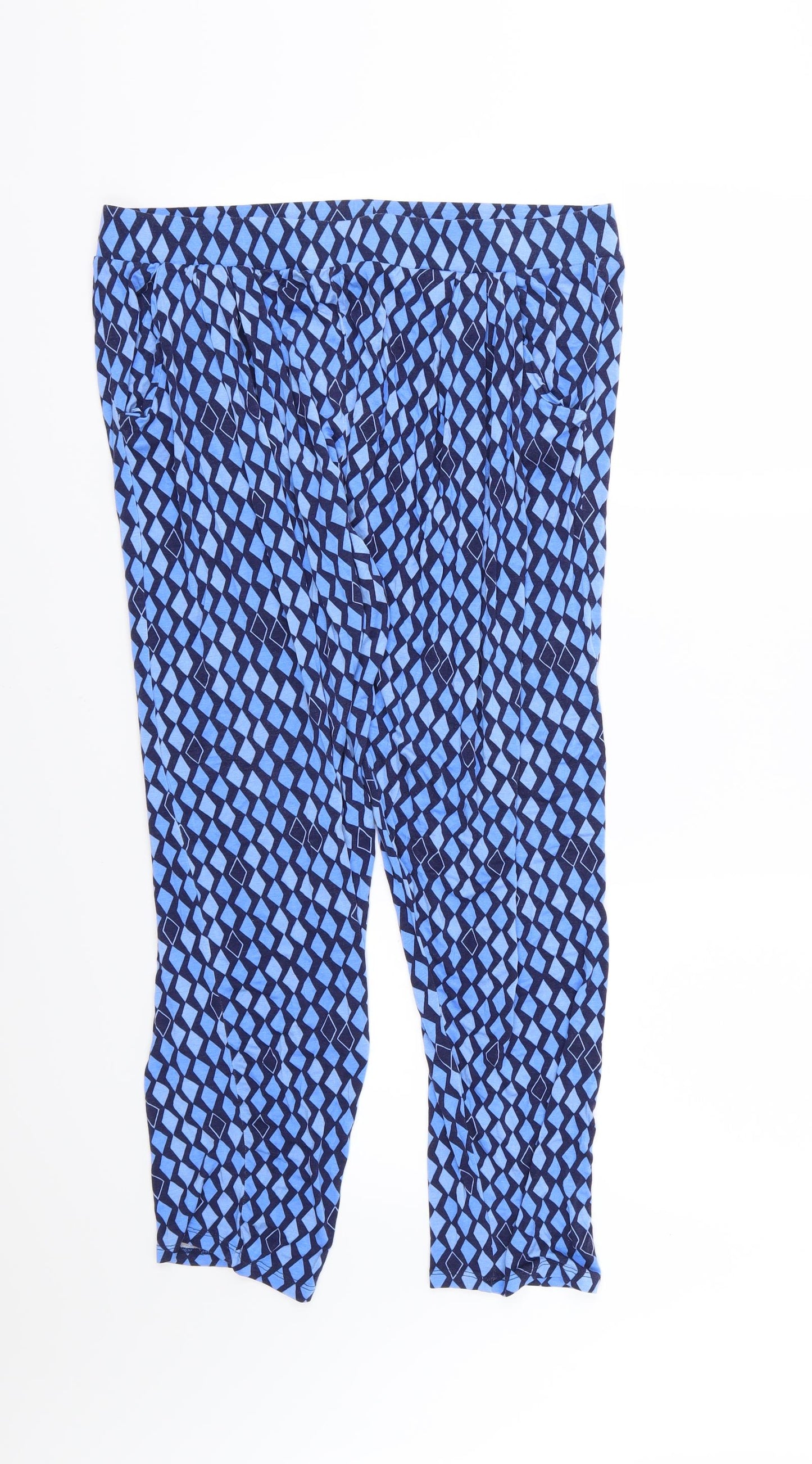 Indigo Roc Womens Blue Argyle/Diamond  Harem Trousers Size 18 L28 in