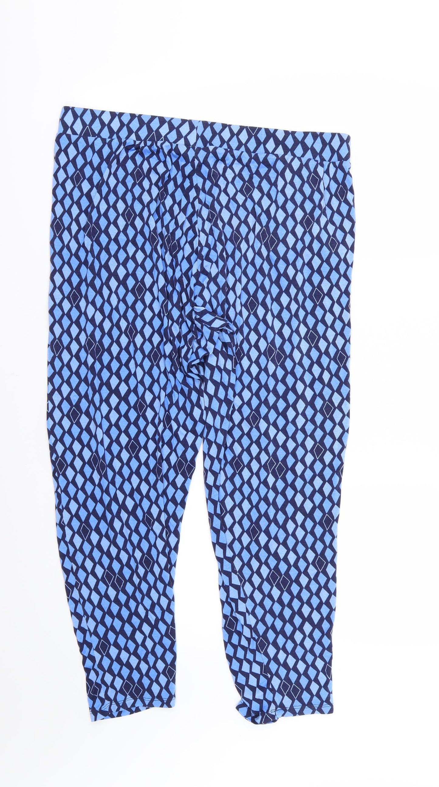 Indigo Roc Womens Blue Argyle/Diamond  Harem Trousers Size 18 L28 in