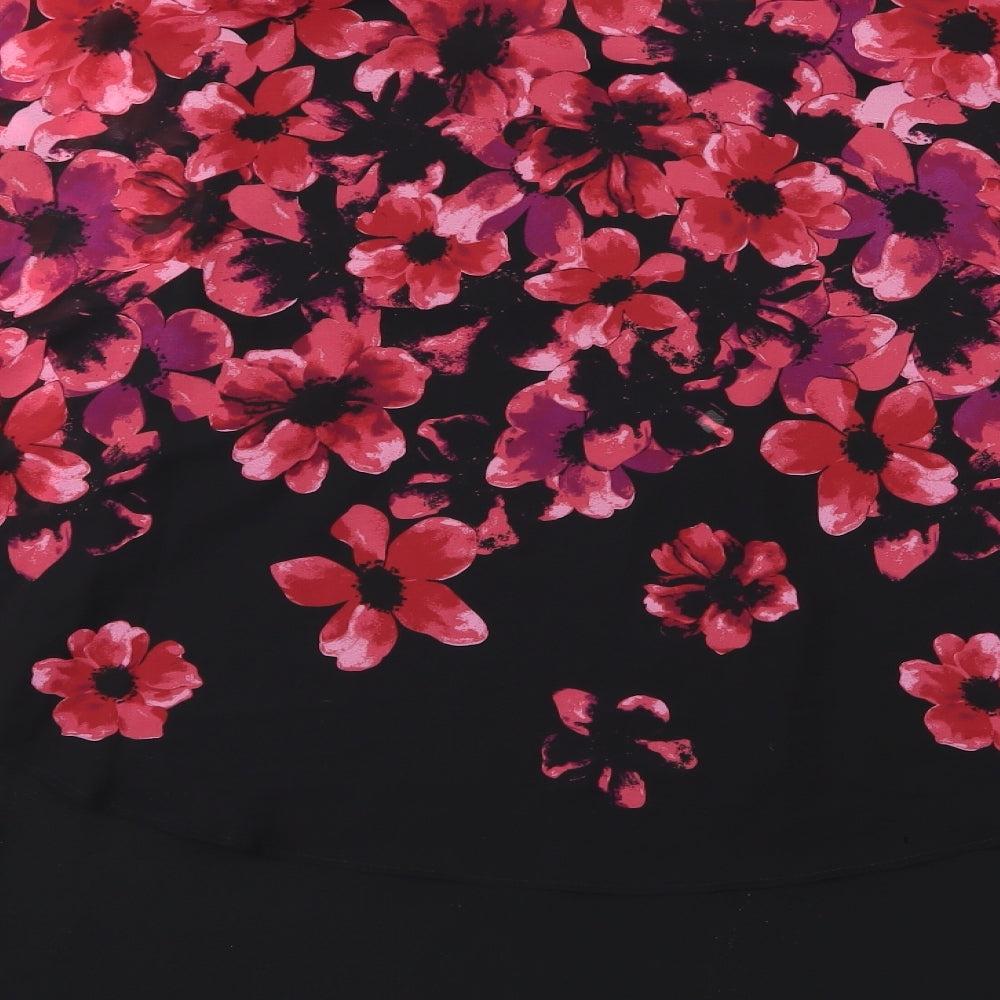 David Emanuel Womens Black Floral Chiffon Basic Blouse Size 18