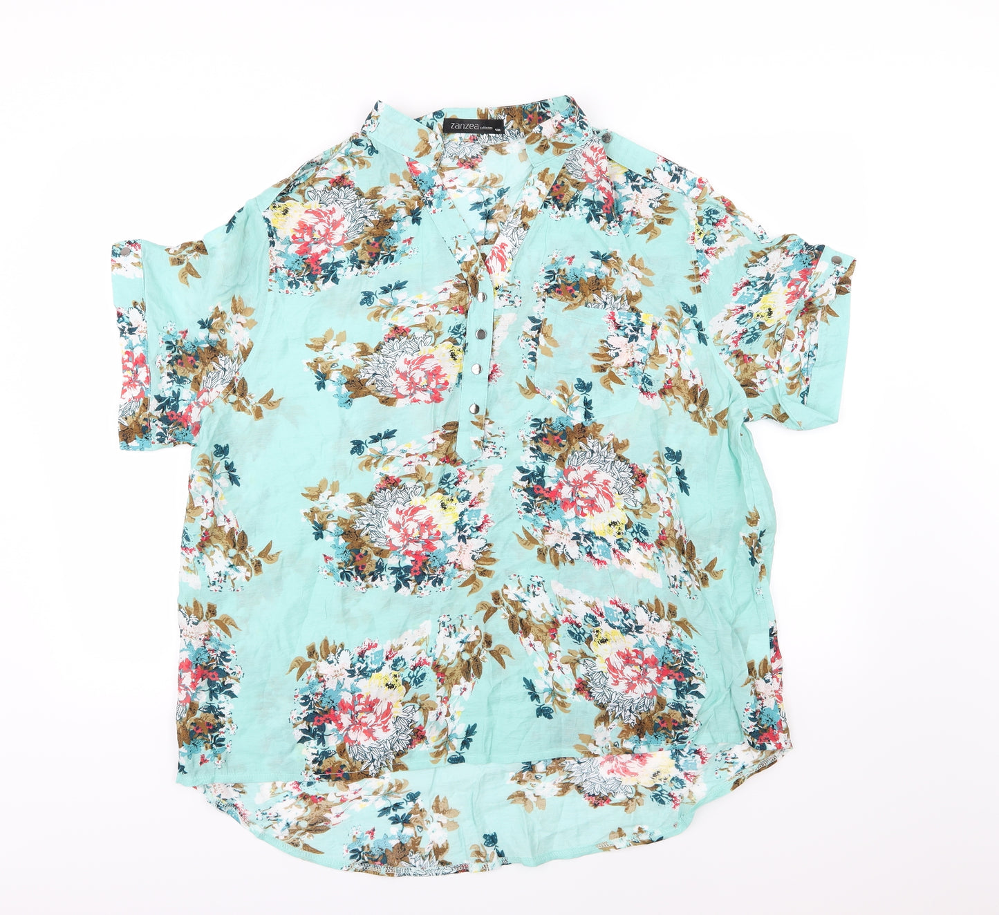 Zanzea Womens Green Floral Woven Basic Blouse Size 5XL