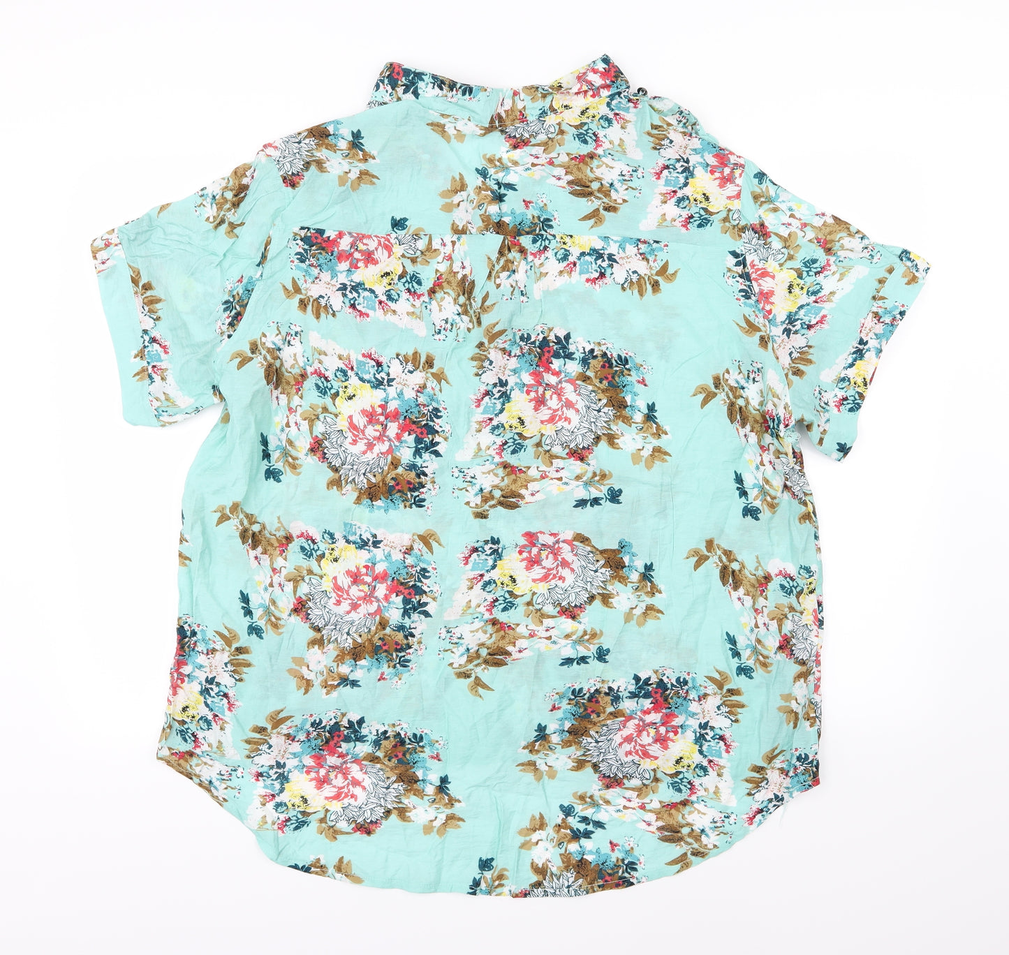 Zanzea Womens Green Floral Woven Basic Blouse Size 5XL