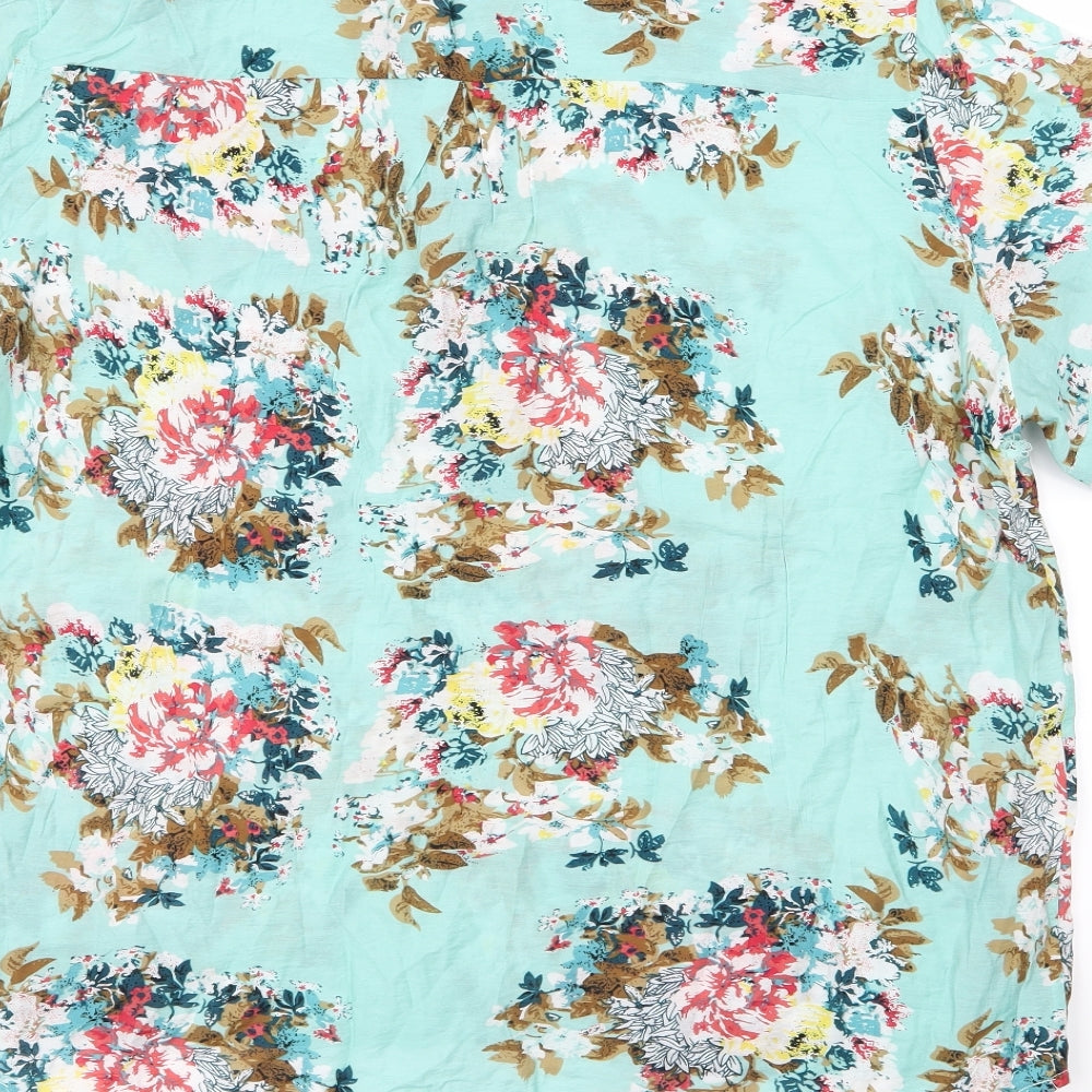 Zanzea Womens Green Floral Woven Basic Blouse Size 5XL