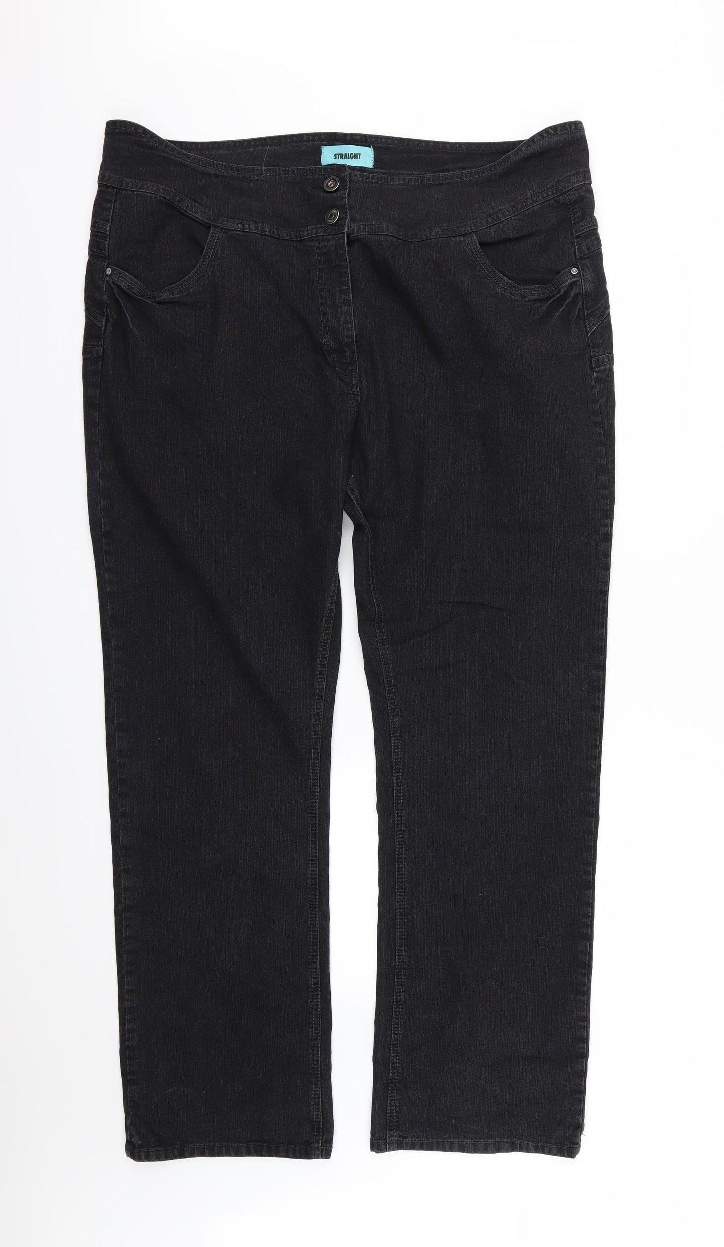 George Womens Black  Denim Straight Jeans Size 22 L31 in