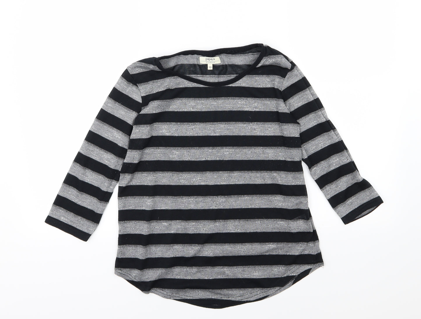 Papata Womens Grey Striped Knit Pullover Jumper Size 10