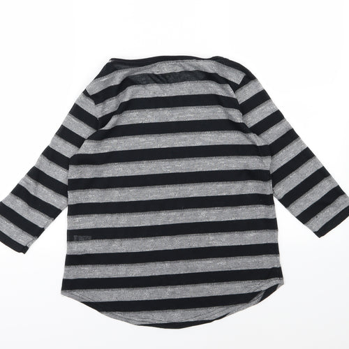 Papata Womens Grey Striped Knit Pullover Jumper Size 10
