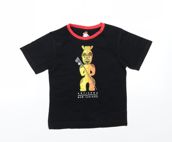 Kiwi Planet Boys Black Jersey Basic T-Shirt Size 6 Years - New Zealand