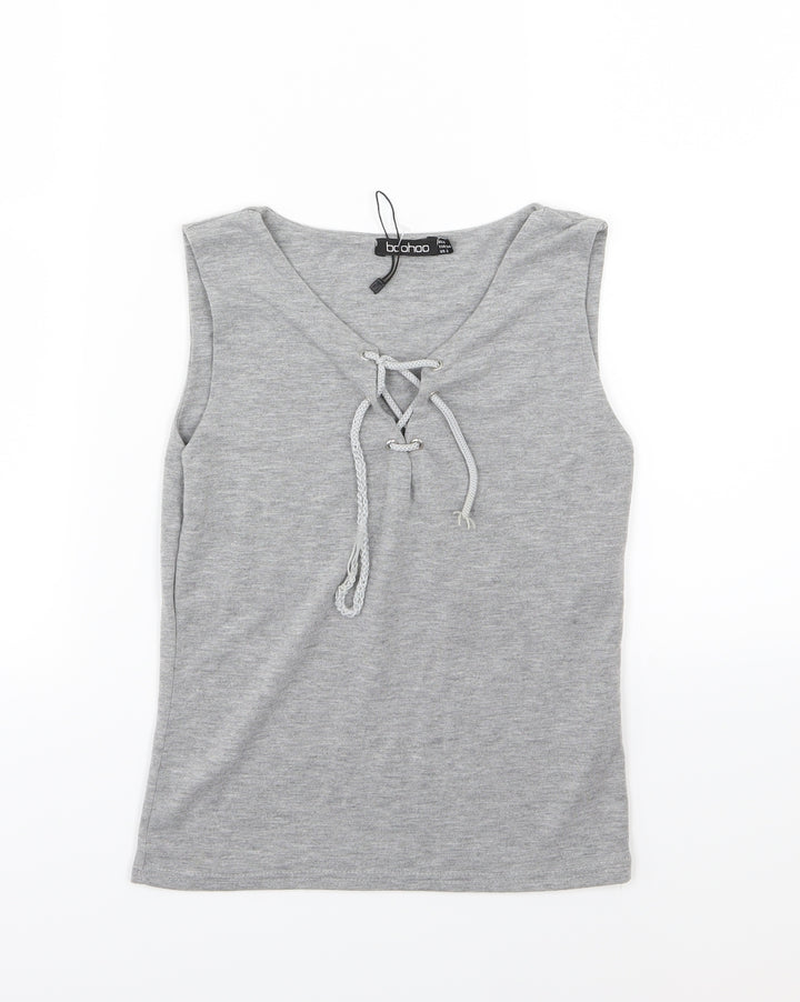 Boohoo Womens Grey Jersey Basic Tank Size 6