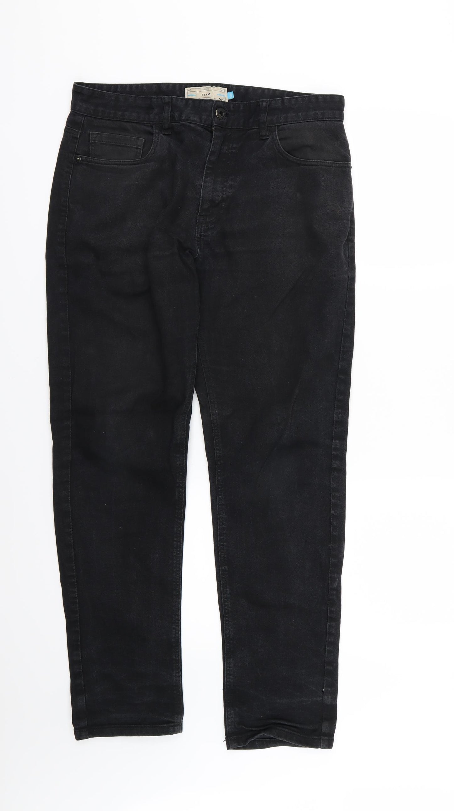 NEXT Mens Black  Denim Straight Jeans Size 32 L31 in