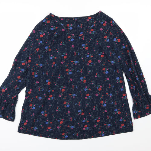 Evans Womens Blue Polka Dot Jersey Pullover Sweatshirt Size 18  - Floral