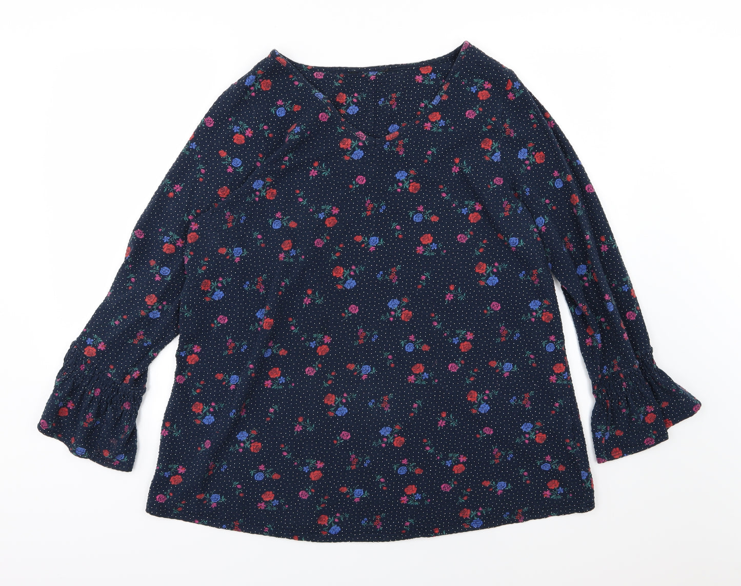 Evans Womens Blue Polka Dot Jersey Pullover Sweatshirt Size 18  - Floral