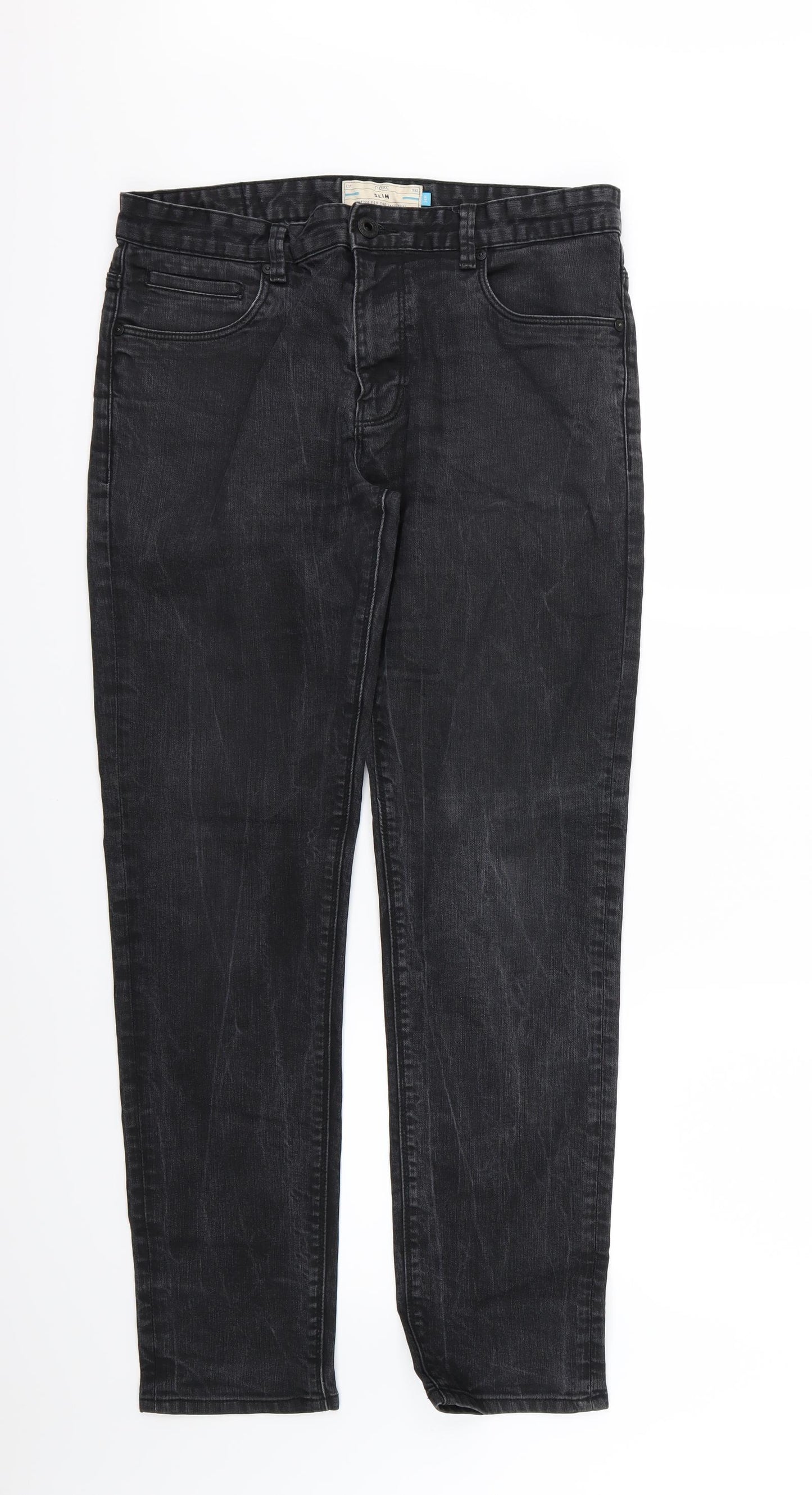 NEXT Mens Black  Denim Straight Jeans Size 34 L31 in