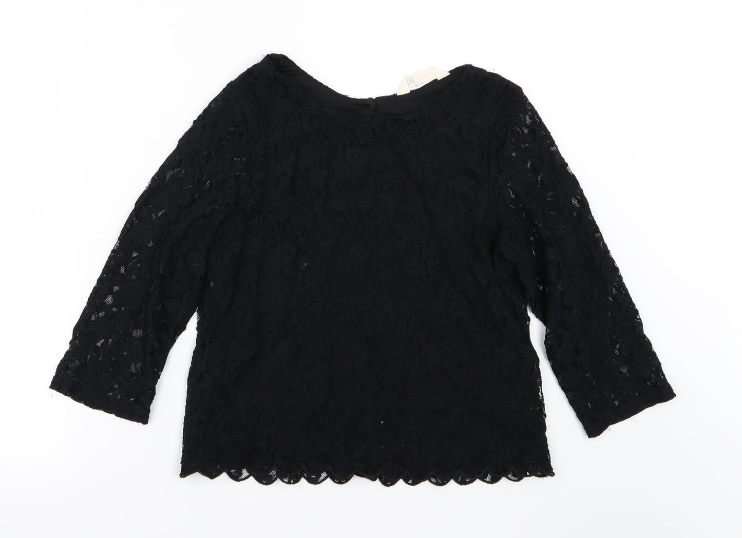 H&M Girls Black Floral  Basic T-Shirt Size 14 Years