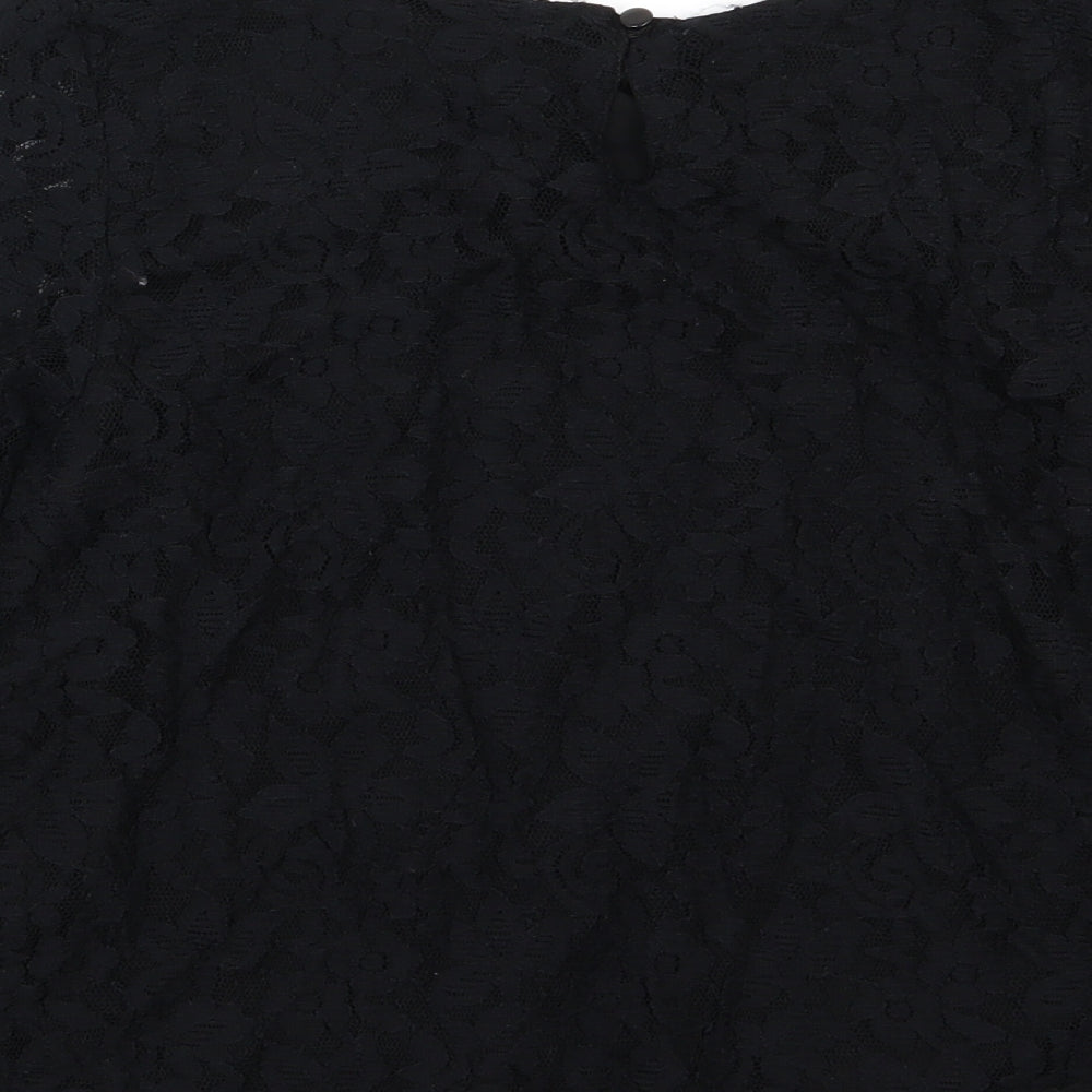 H&M Girls Black Floral  Basic T-Shirt Size 14 Years