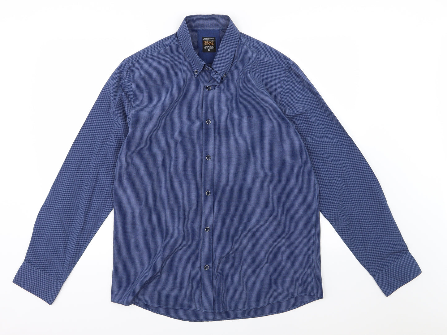Prince Oliver Mens Blue Striped Woven  Button-Up Size XL