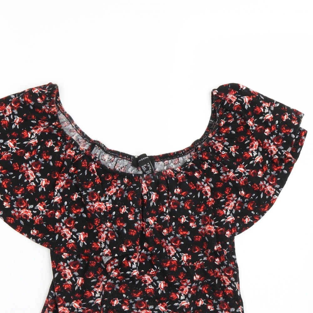 Primark Womens Black Floral  Basic T-Shirt Size 14