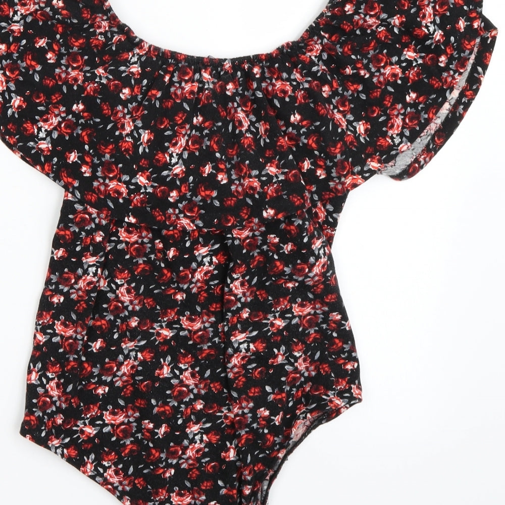 Primark Womens Black Floral  Basic T-Shirt Size 14
