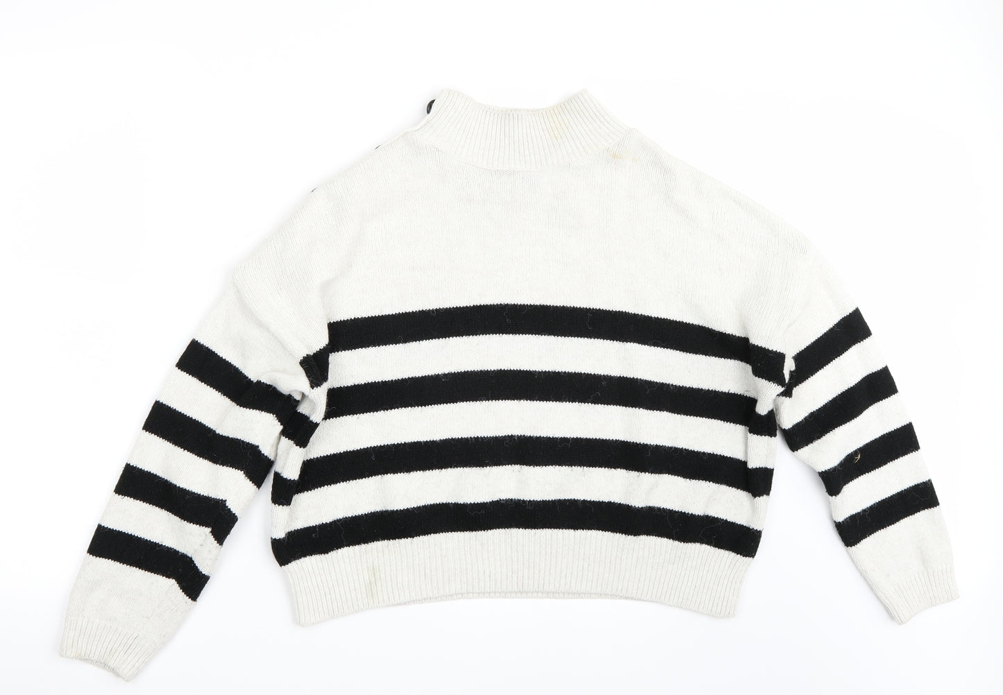 Primark Womens White Striped  Pullover Jumper Size M