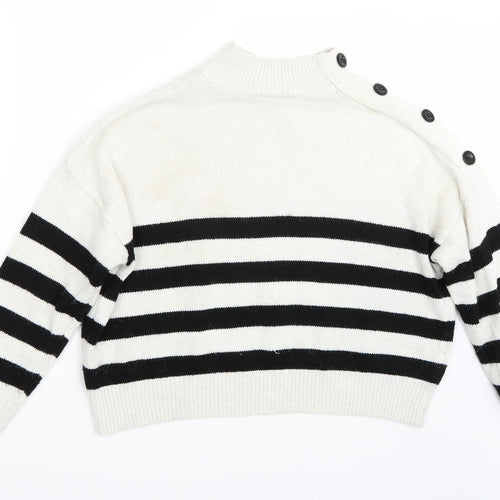 Primark Womens White Striped  Pullover Jumper Size M