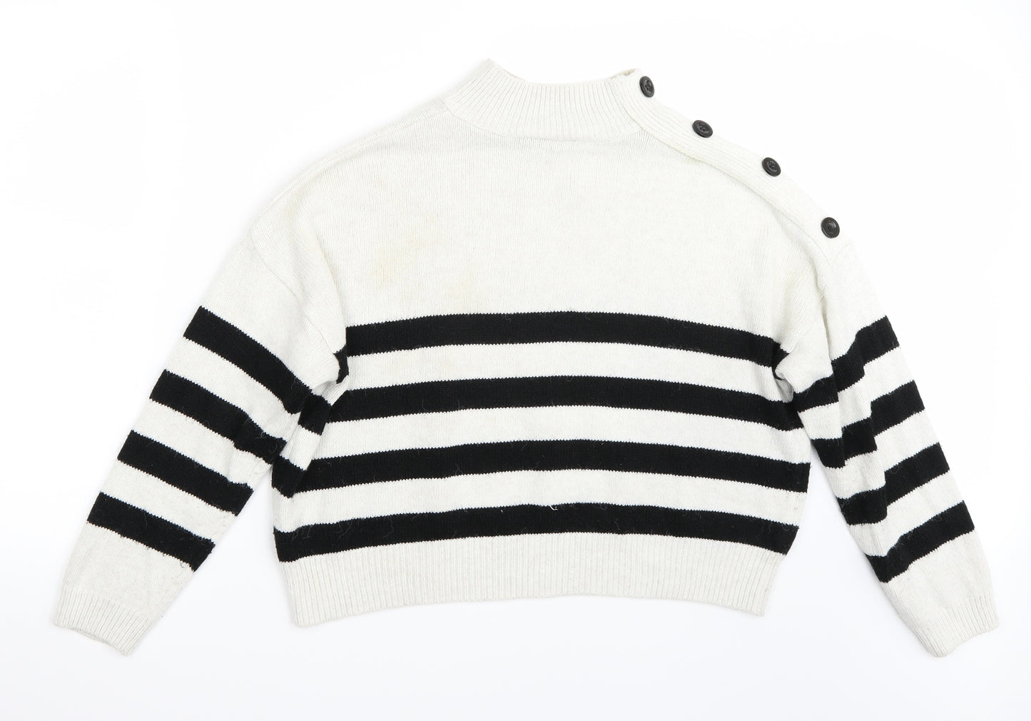 Primark Womens White Striped  Pullover Jumper Size M