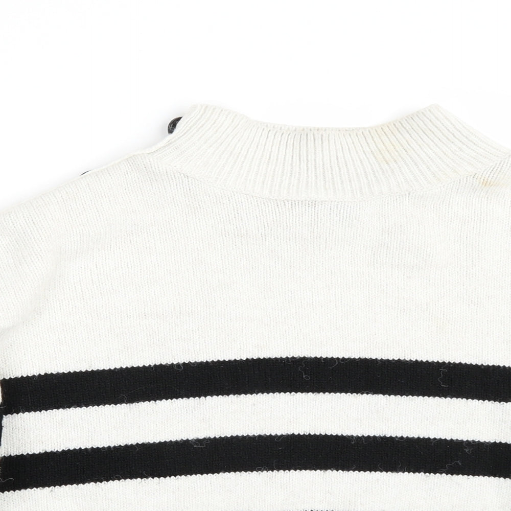 Primark Womens White Striped  Pullover Jumper Size M