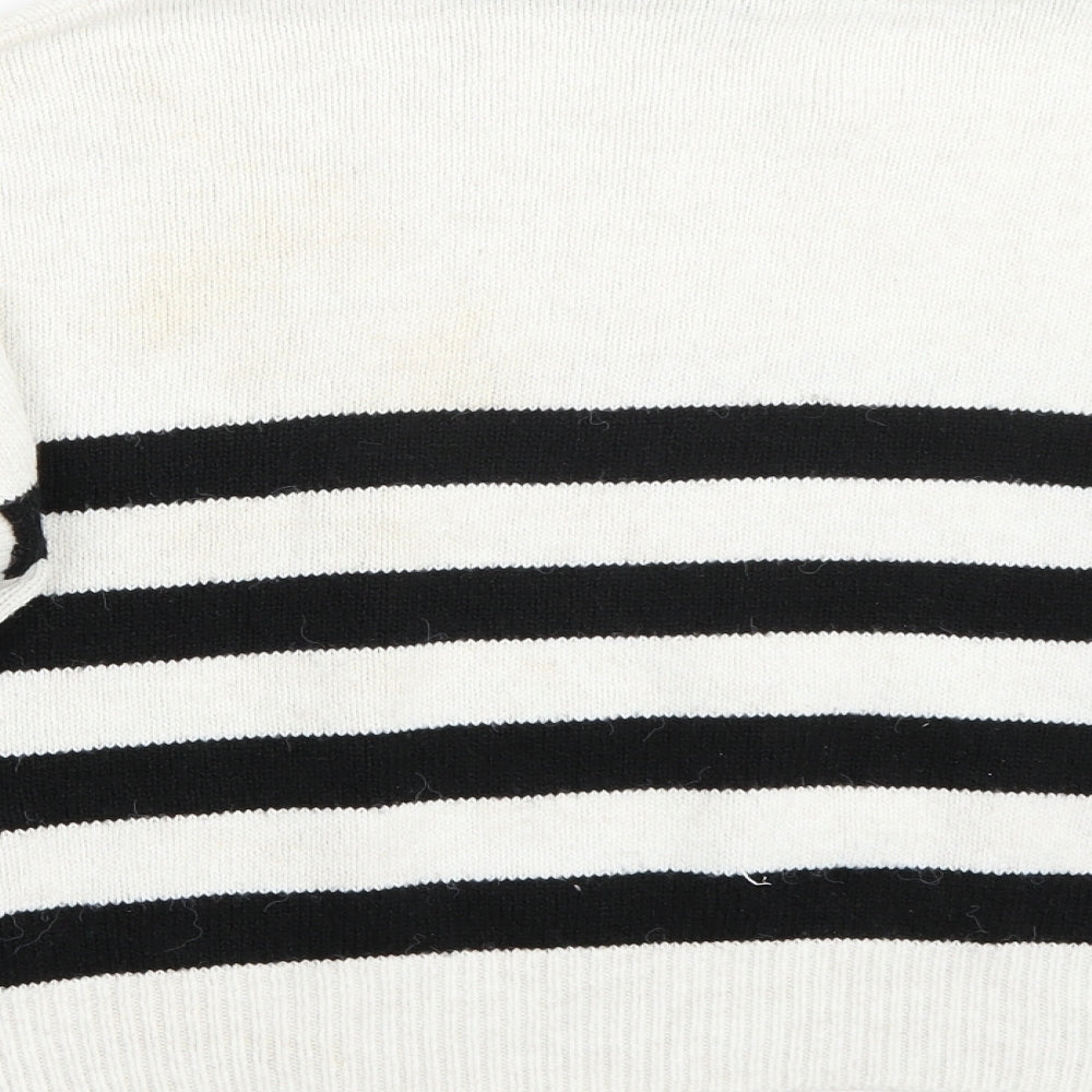 Primark Womens White Striped  Pullover Jumper Size M