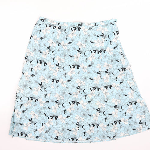 BHS Womens Blue Floral  A-Line Skirt Size 16