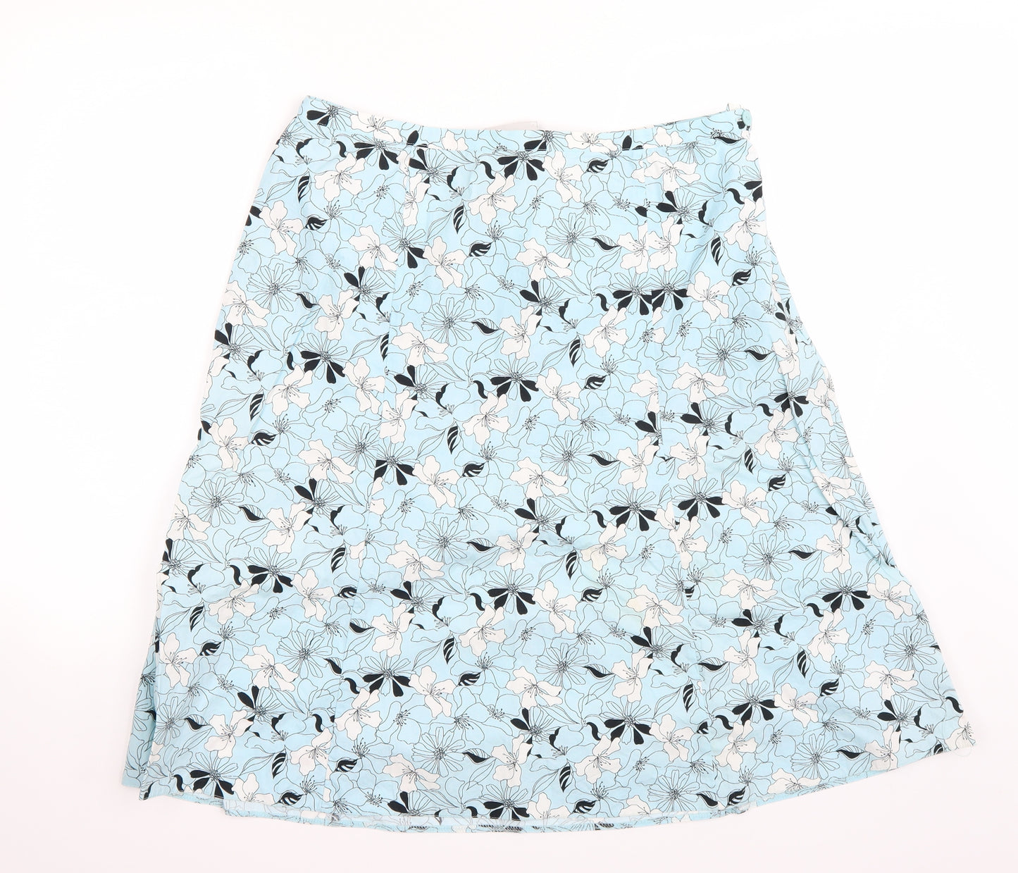 BHS Womens Blue Floral  A-Line Skirt Size 16