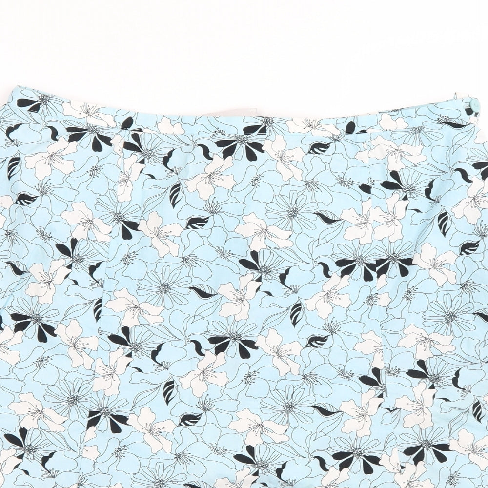 BHS Womens Blue Floral  A-Line Skirt Size 16