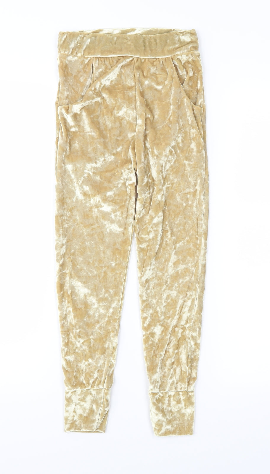 Preworn Girls Gold  Velour Jegging Trousers Size 7-8 Years