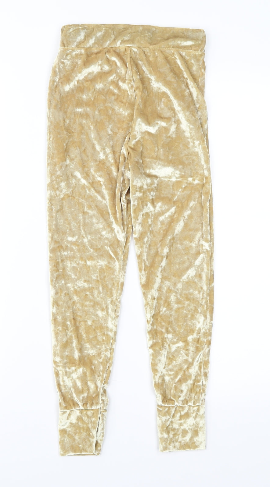 Preworn Girls Gold  Velour Jegging Trousers Size 7-8 Years