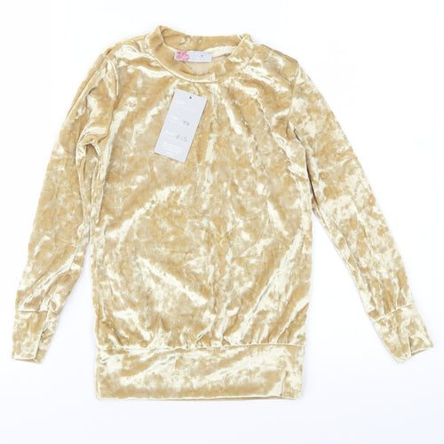 Silk Girls Gold  Velour Pullover Sweatshirt Size 7-8 Years
