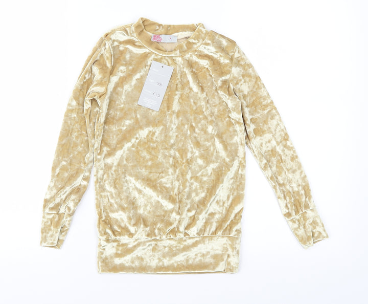 Silk Girls Gold Velour Pullover Sweatshirt Size 7-8 Years