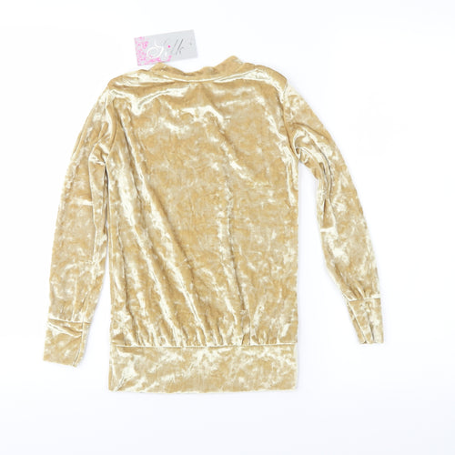 Silk Girls Gold  Velour Pullover Sweatshirt Size 7-8 Years