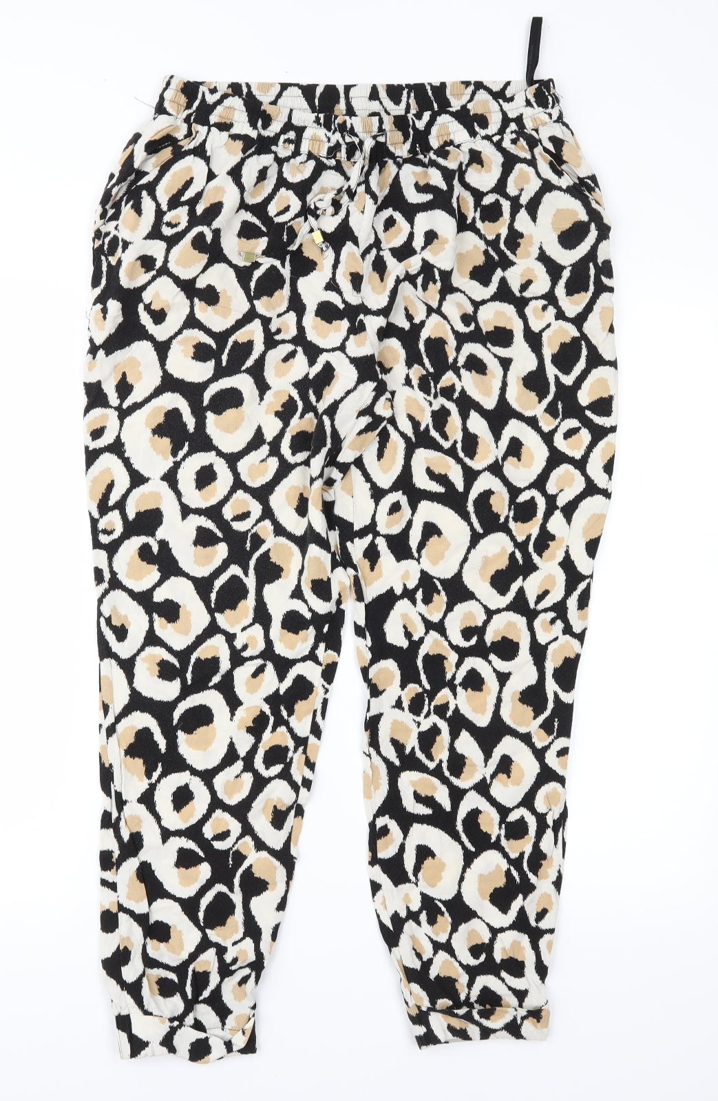 Dorothy Perkins Womens Brown Animal Print  Cropped Trousers Size 14 L26 in