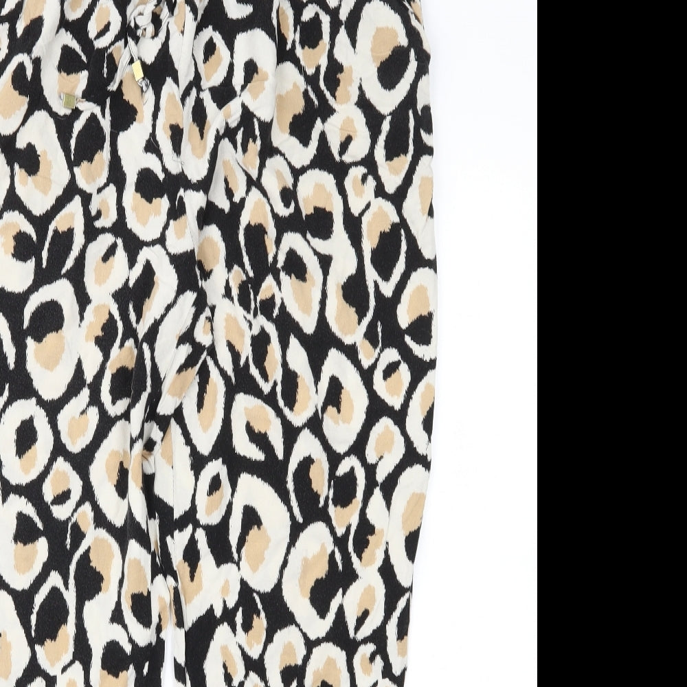 Dorothy Perkins Womens Brown Animal Print  Cropped Trousers Size 14 L26 in