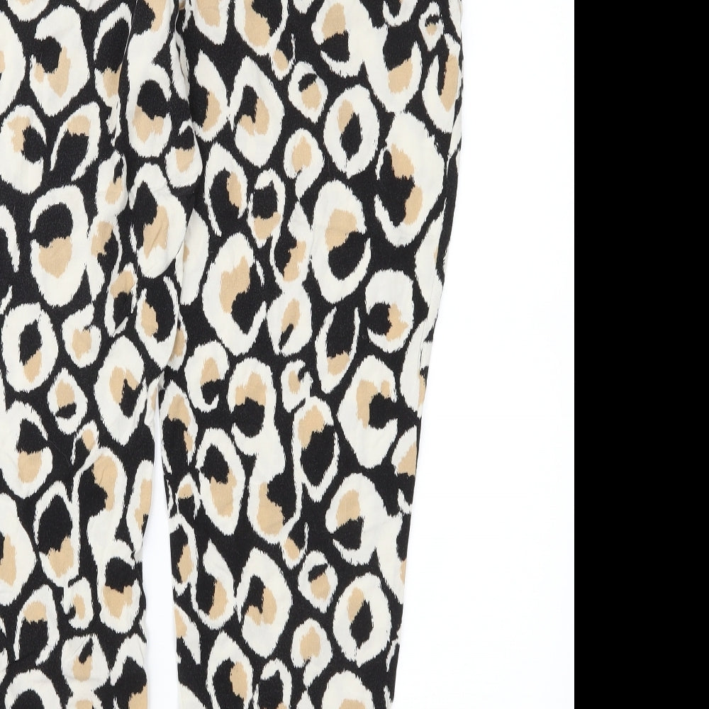 Dorothy Perkins Womens Brown Animal Print  Cropped Trousers Size 14 L26 in